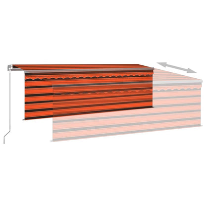 Toldo retrátil manual com estore 4x3 m laranja e castanho