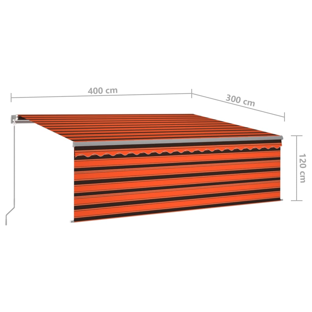 Toldo retrátil manual com estore 4x3 m laranja e castanho