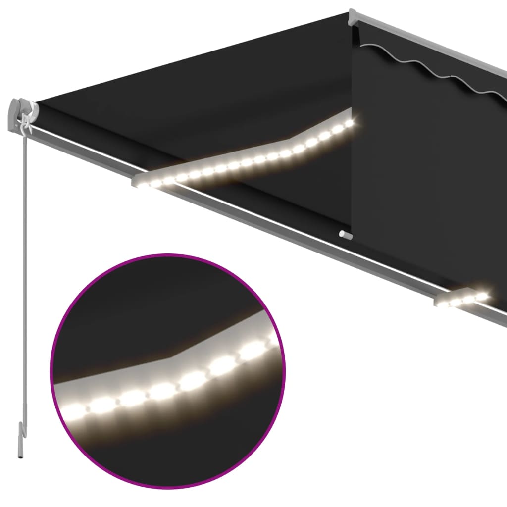 Toldo retrátil manual com estore e luzes LED 4x3 m antracite