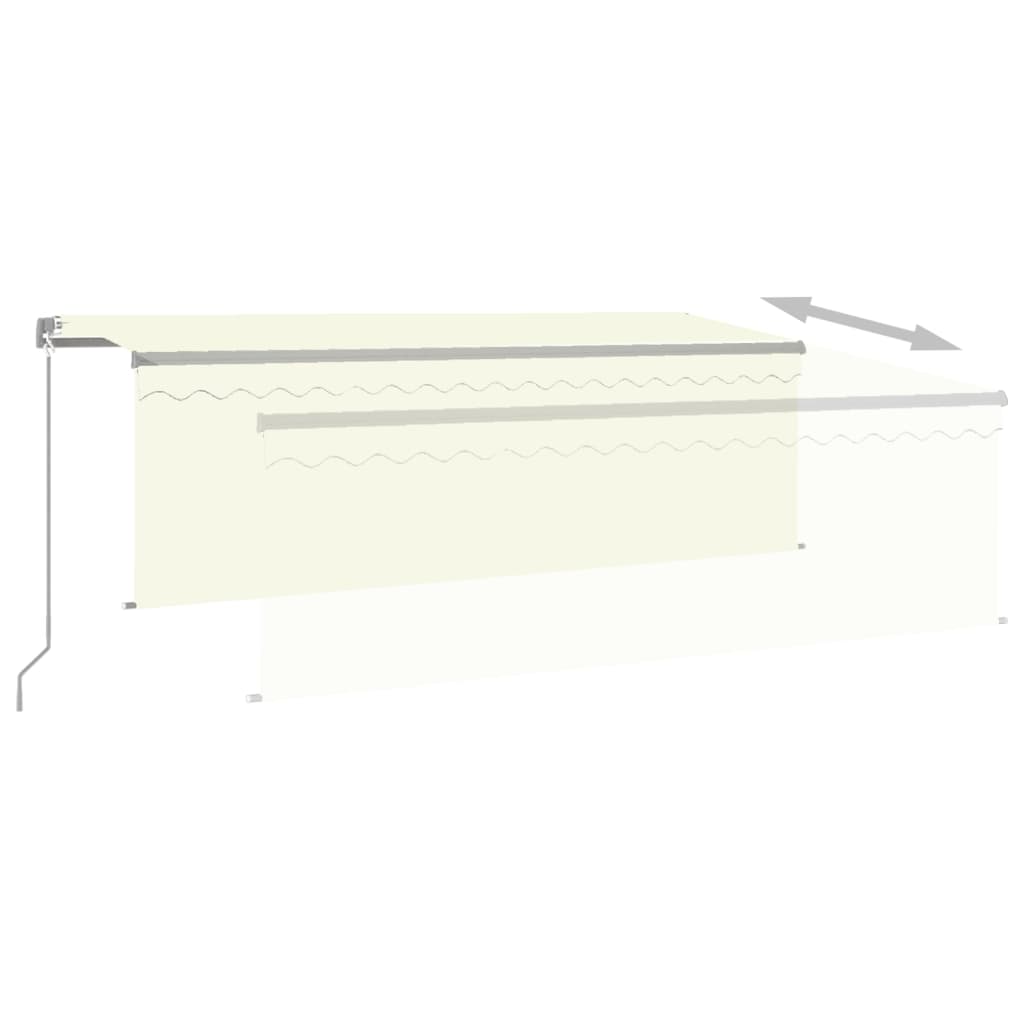 Toldo retrátil manual com estore/LED 4,5x3 m cor creme