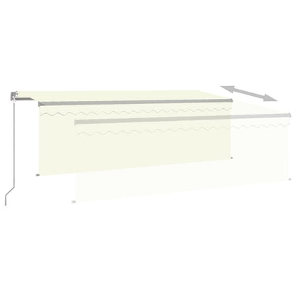 Toldo retrátil manual com estore/LED 4,5x3 m cor creme