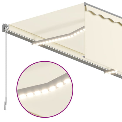 Toldo retrátil manual com estore/LED 4,5x3 m cor creme