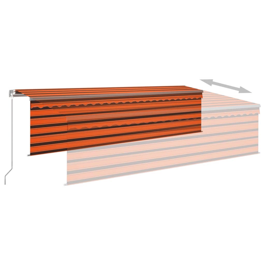 Toldo retrátil manual com estore 5x3 m laranja e castanho