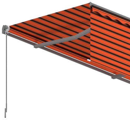 Toldo retrátil manual com estore 5x3 m laranja e castanho