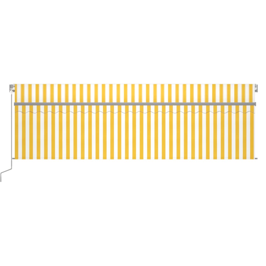 Toldo retrátil manual com estore/LED 5x3 m amarelo e branco