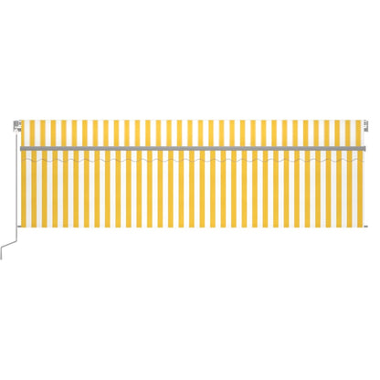 Toldo retrátil manual com estore/LED 5x3 m amarelo e branco