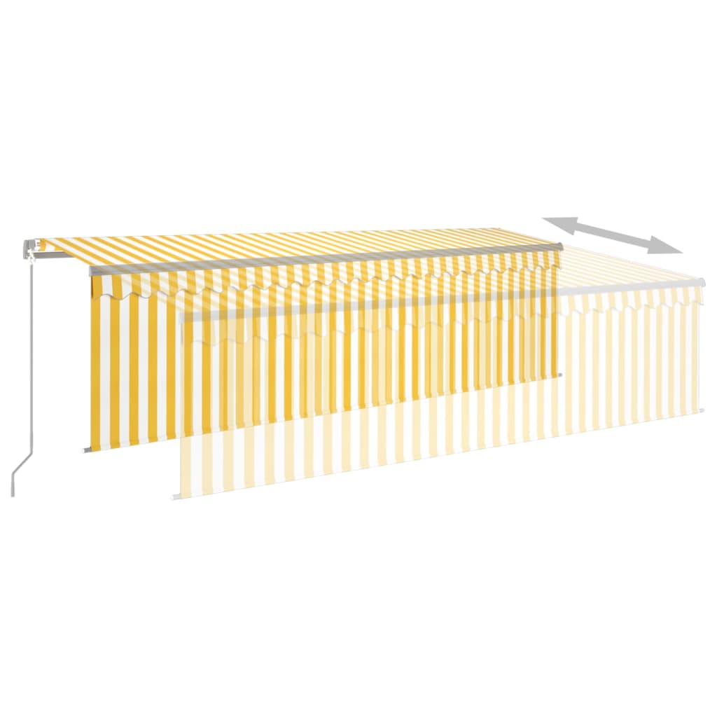 Toldo retrátil manual com estore/LED 5x3 m amarelo e branco