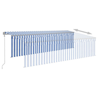 Toldo retrátil automático com estore 5x3 m azul e branco