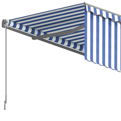 Toldo retrátil automático com estore 5x3 m azul e branco