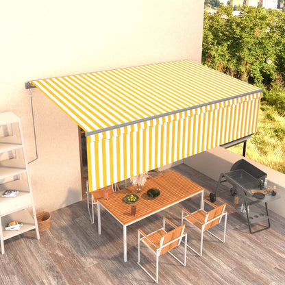 Toldo retrátil automático com estore 5x3 m amarelo e branco