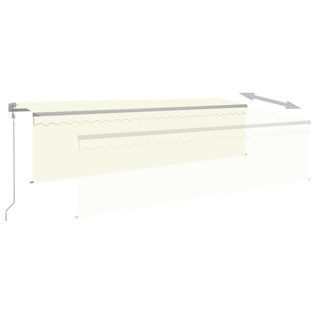 Toldo automático com estore/LED/sensor de vento 5x3 m cor creme