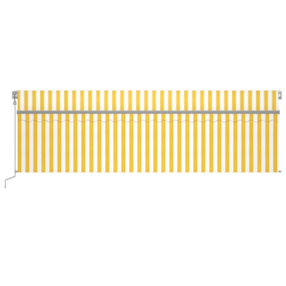 Toldo autom. c/ estore/LED/sensor de vento 5x3 m amarelo/branco