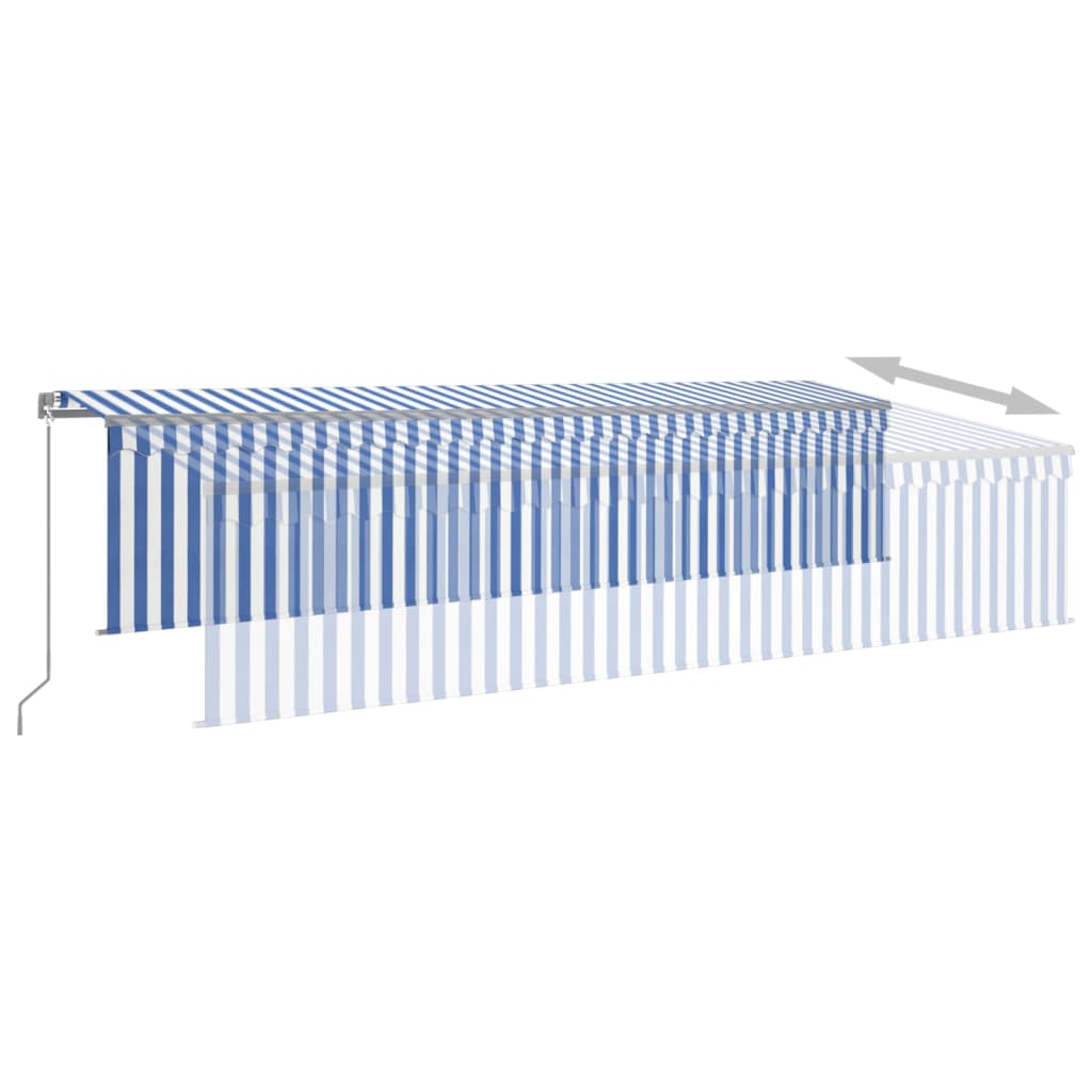 Toldo retrátil manual com estore 6x3 m azul e branco