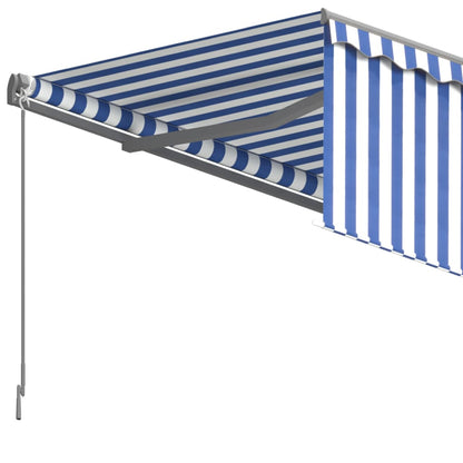 Toldo retrátil manual com estore 6x3 m azul e branco