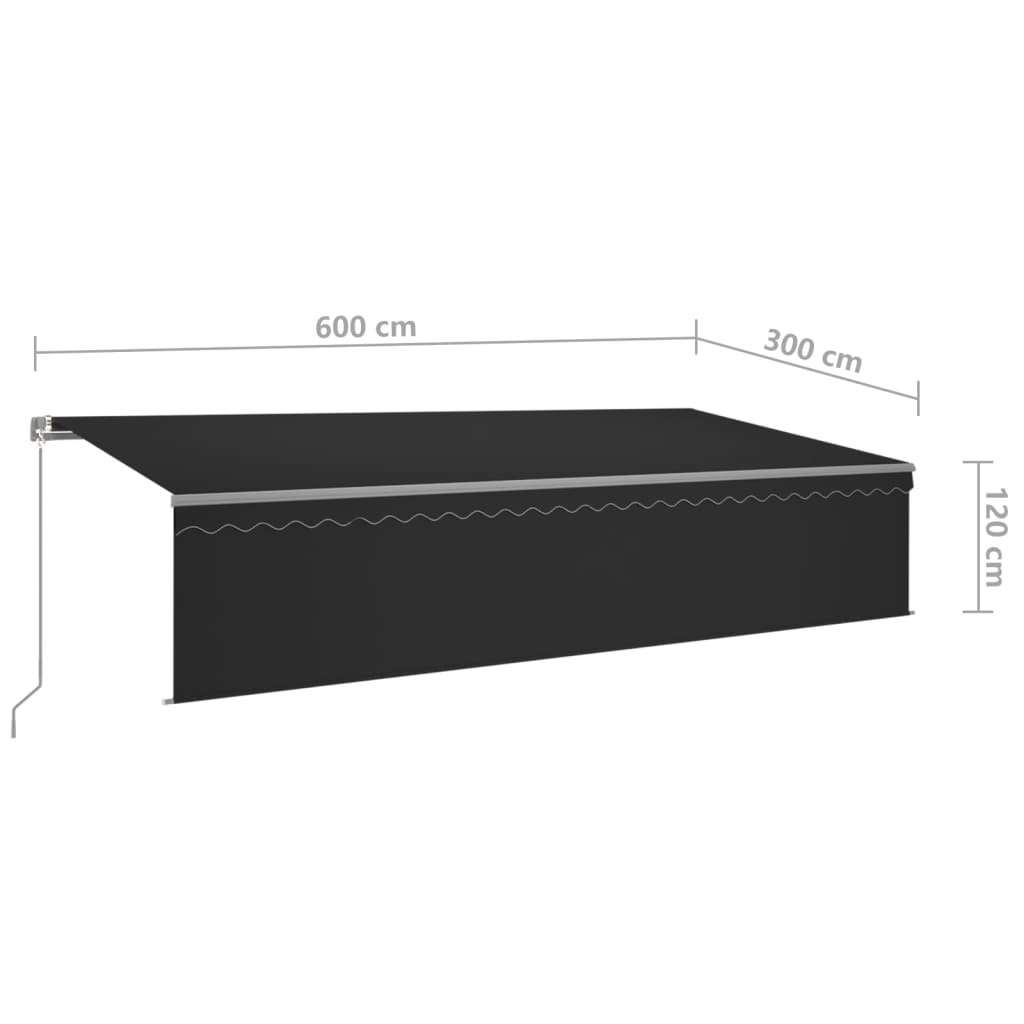 Toldo retrátil manual com estore 6x3 m antracite