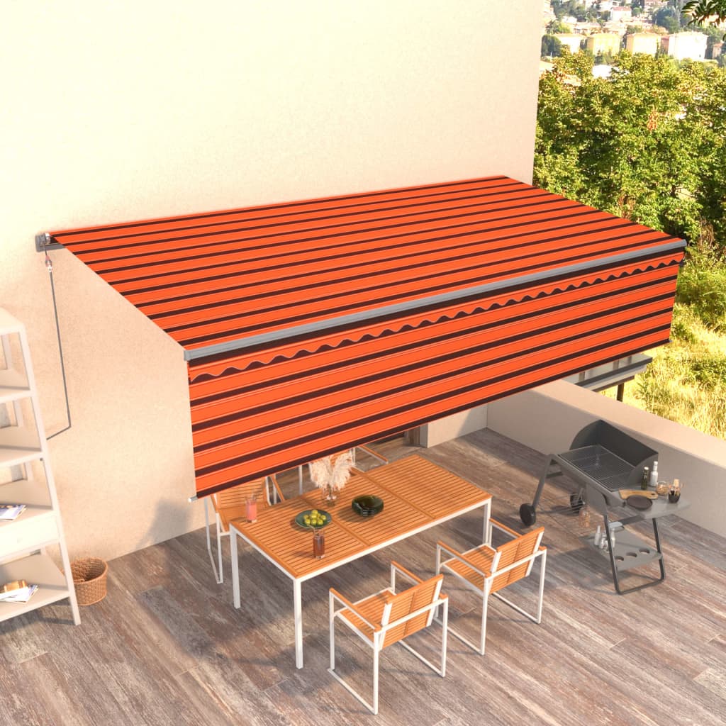 Toldo retrátil automático com estore 6x3 m laranja e castanho