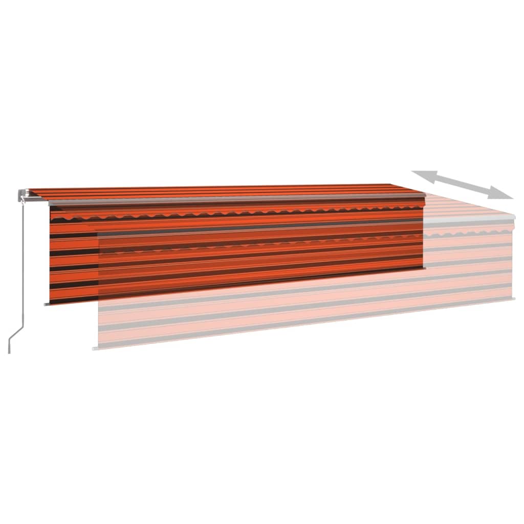 Toldo autom. c/ estore/LED/sensor vento 6x3 m laranja/castanho