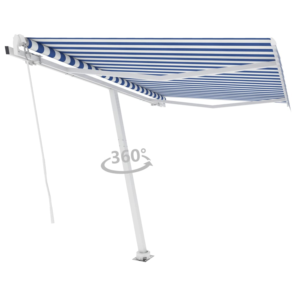 Toldo retrátil manual independente 300x250 cm azul e branco