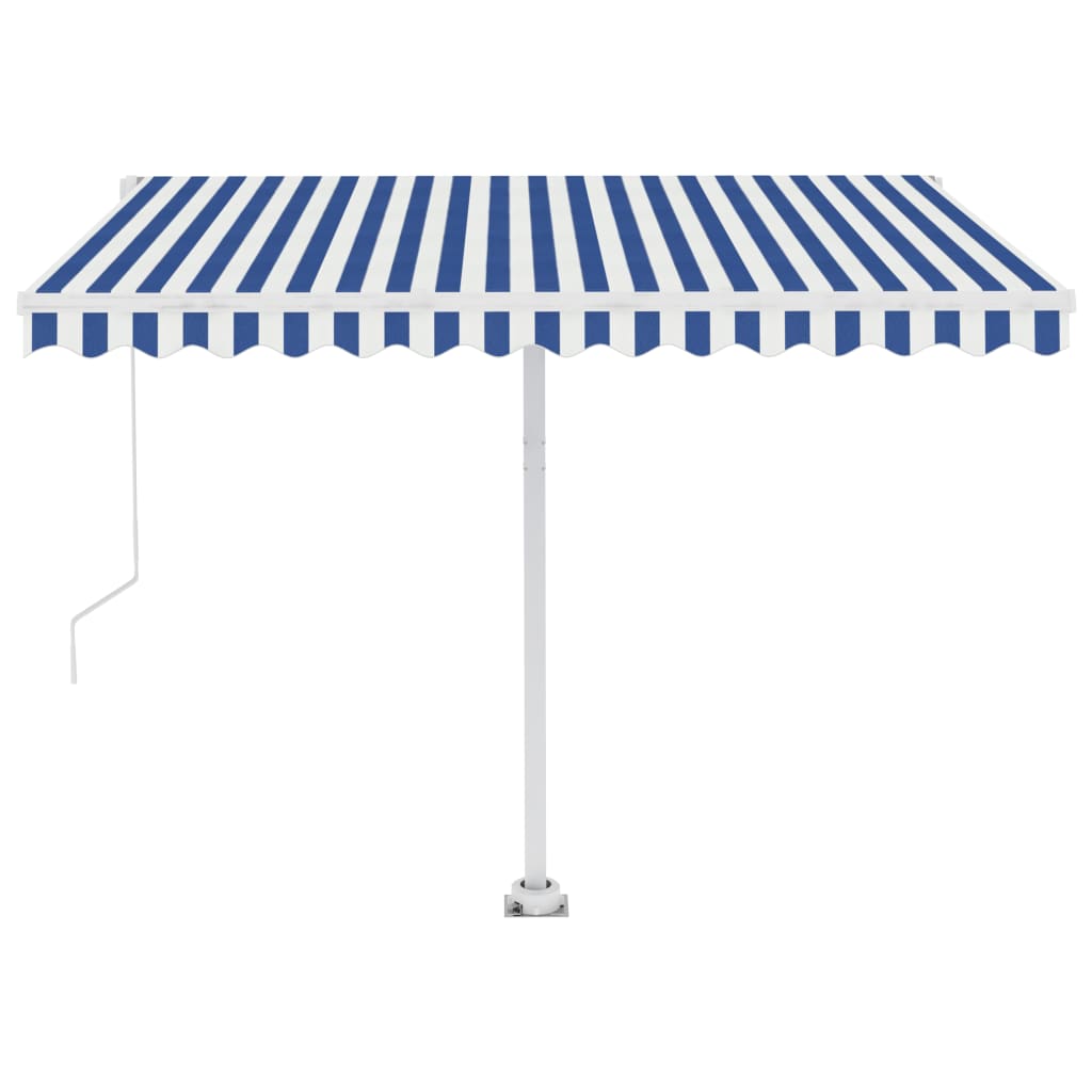 Toldo retrátil manual independente 300x250 cm azul e branco