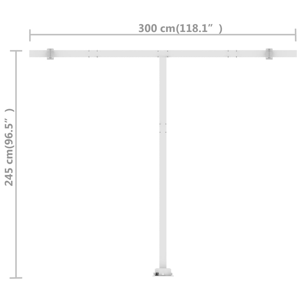 Toldo retrátil manual independente 300x250 cm azul e branco