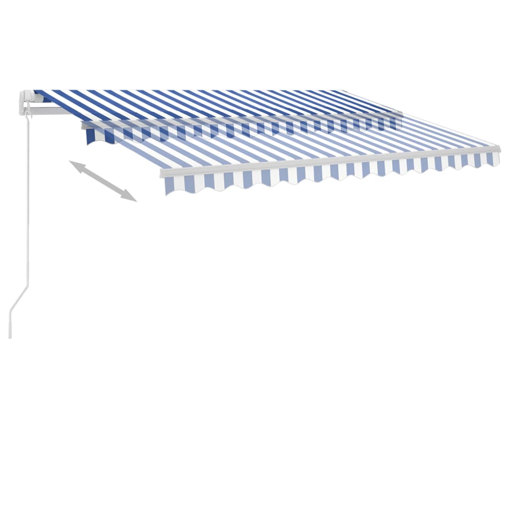 Toldo retrátil manual com LED 300x250 cm azul e branco