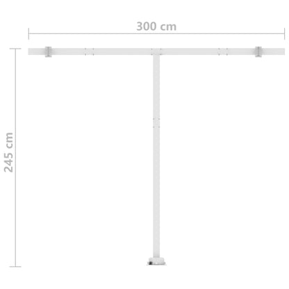 Toldo retrátil manual com LED 300x250 cm azul e branco