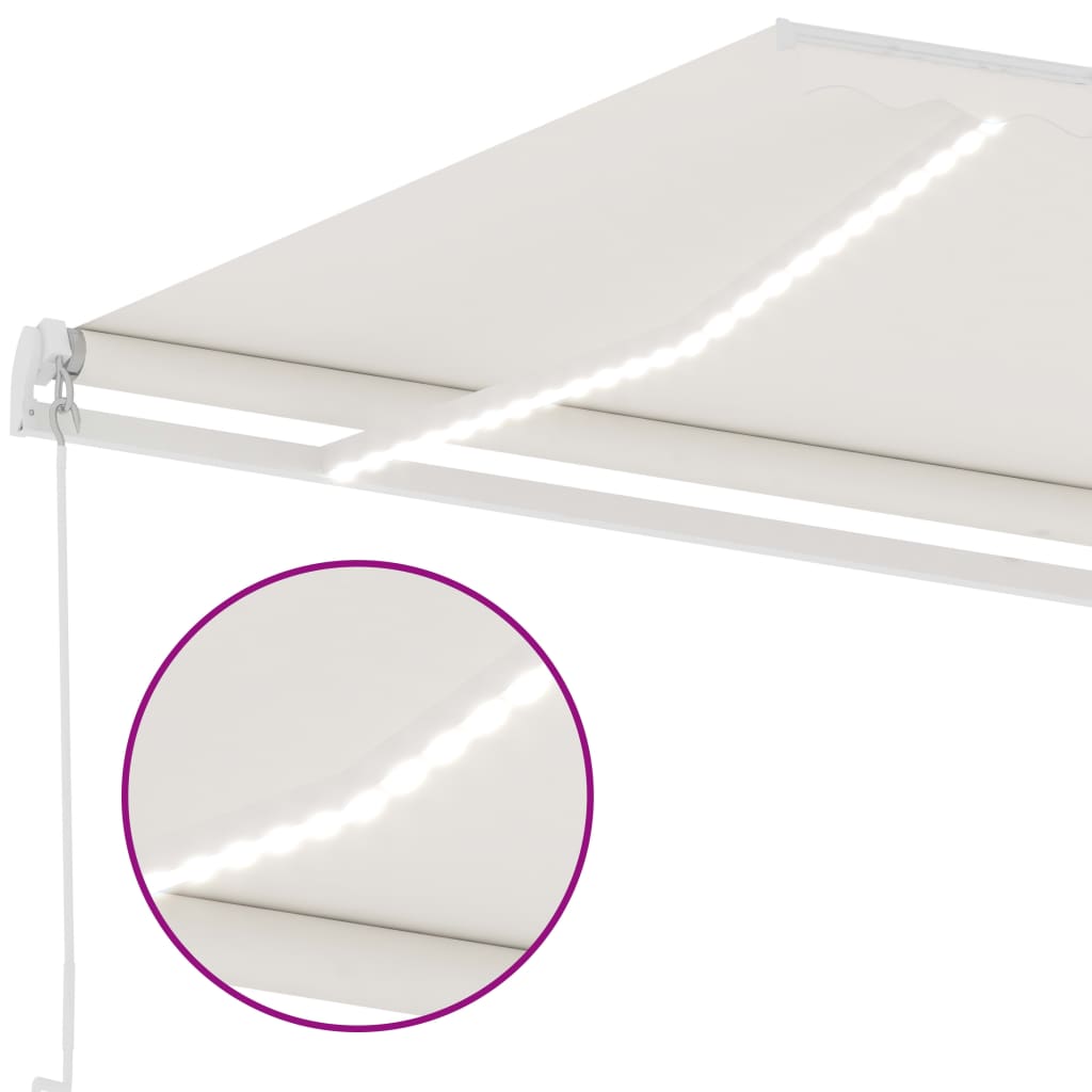 Toldo retrátil manual com LED 300x250 cm cor creme