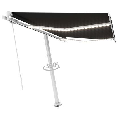 Toldo retrátil manual com LED 300x250 cm antracite