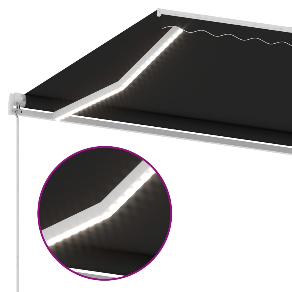 Toldo retrátil manual com LED 300x250 cm antracite