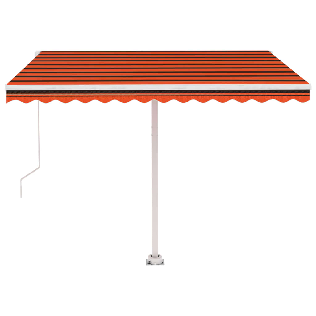 Toldo retrátil manual com LED 300x250 cm laranja e castanho