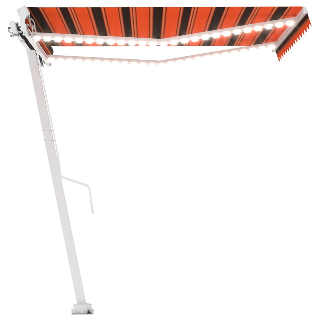 Toldo retrátil manual com LED 300x250 cm laranja e castanho