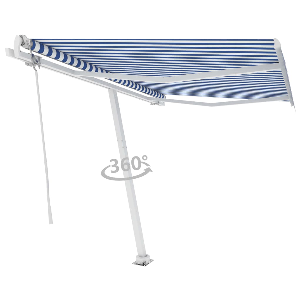 Toldo automático independente 300x250 cm azul e branco