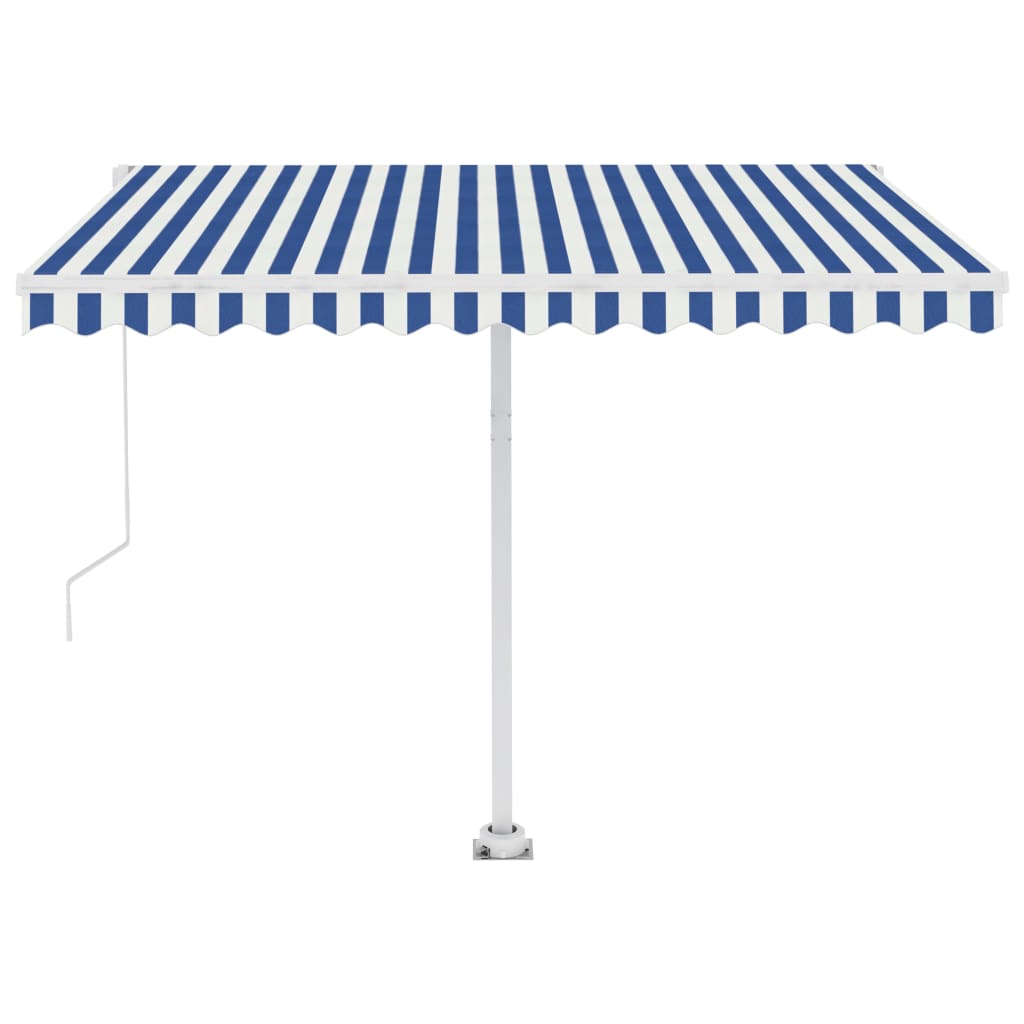 Toldo automático independente 300x250 cm azul e branco