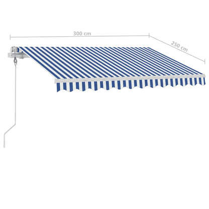 Toldo automático independente 300x250 cm azul e branco