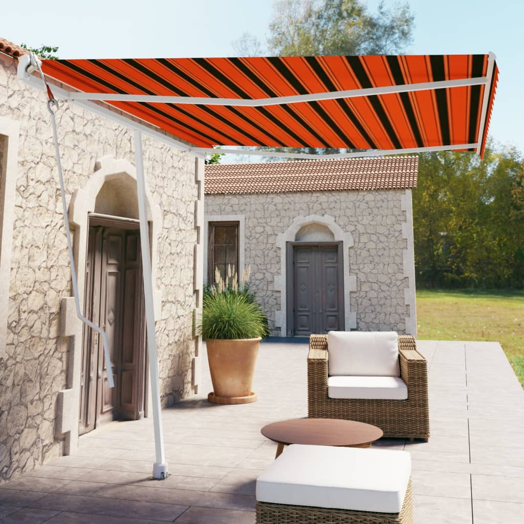 Toldo automático independente 300x250 cm laranja e castanho