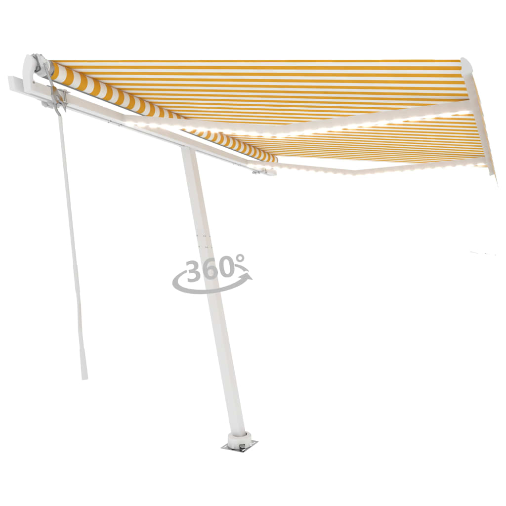 Toldo automático LED e sensor de vento 300x250cm amarelo/branco