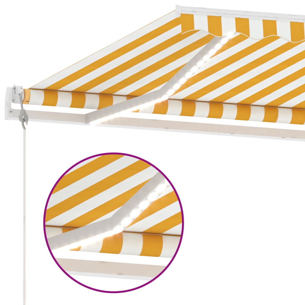 Toldo automático LED e sensor de vento 300x250cm amarelo/branco