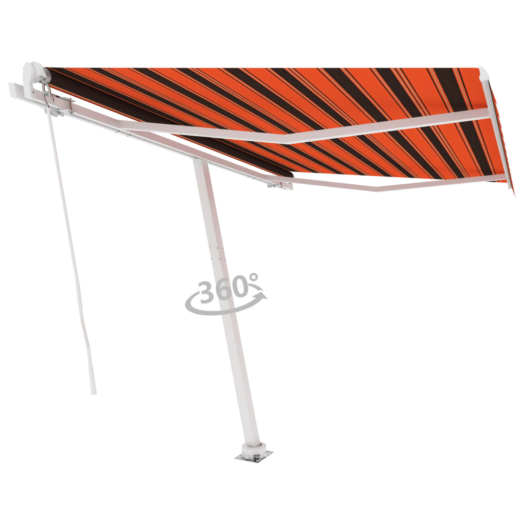 Toldo retrátil manual independente 350x250cm laranja e castanho