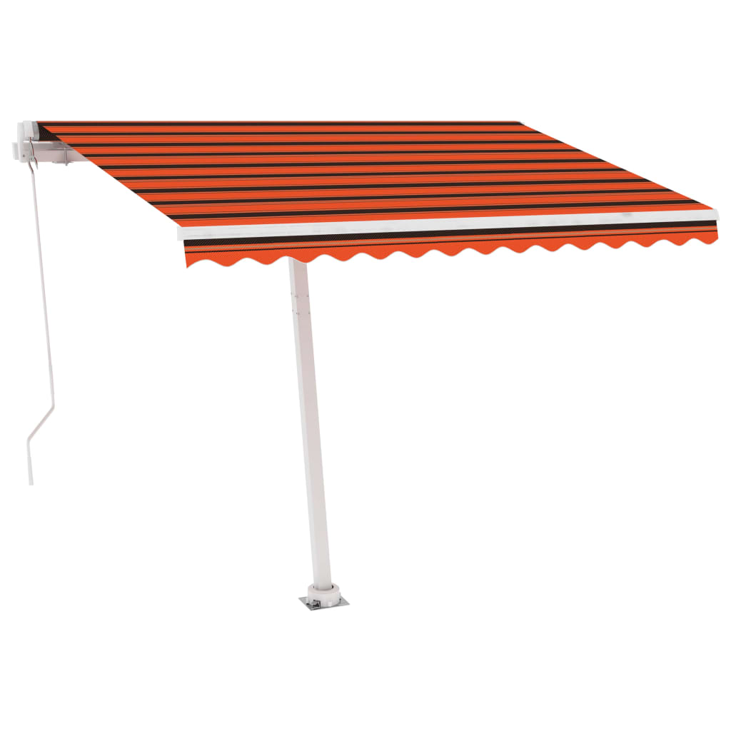 Toldo retrátil manual independente 350x250cm laranja e castanho