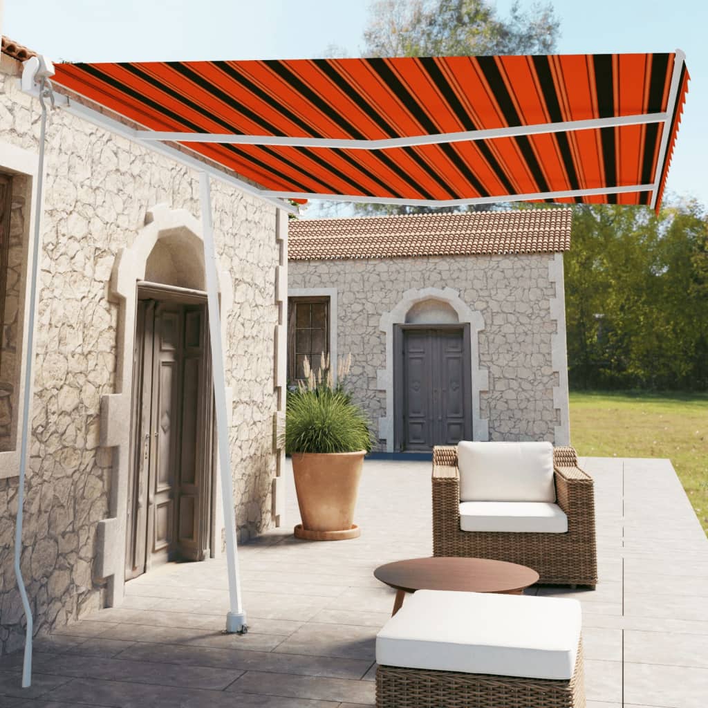 Toldo retrátil manual independente 350x250cm laranja e castanho