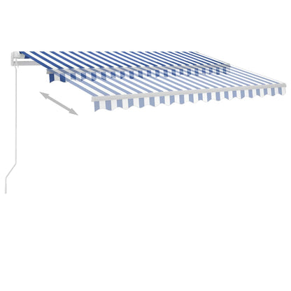 Toldo retrátil manual com LED 350x250 cm azul e branco