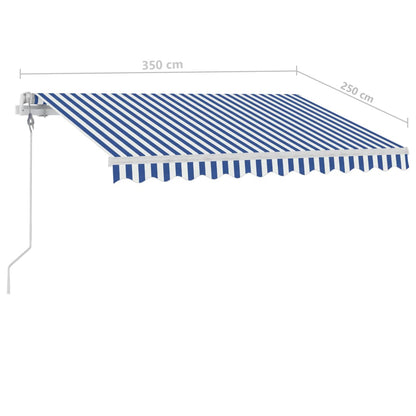 Toldo automático independente 350x250 cm azul e branco