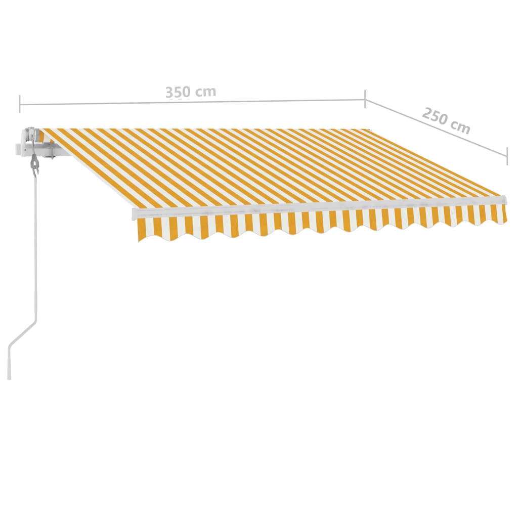 Toldo autom. c/ LED e sensor de vento 350x250 cm amarelo/branco