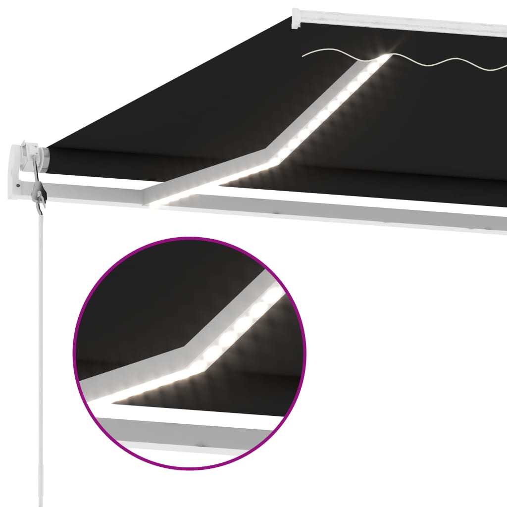 Toldo automático com LED e sensor de vento 350x250 cm antracite