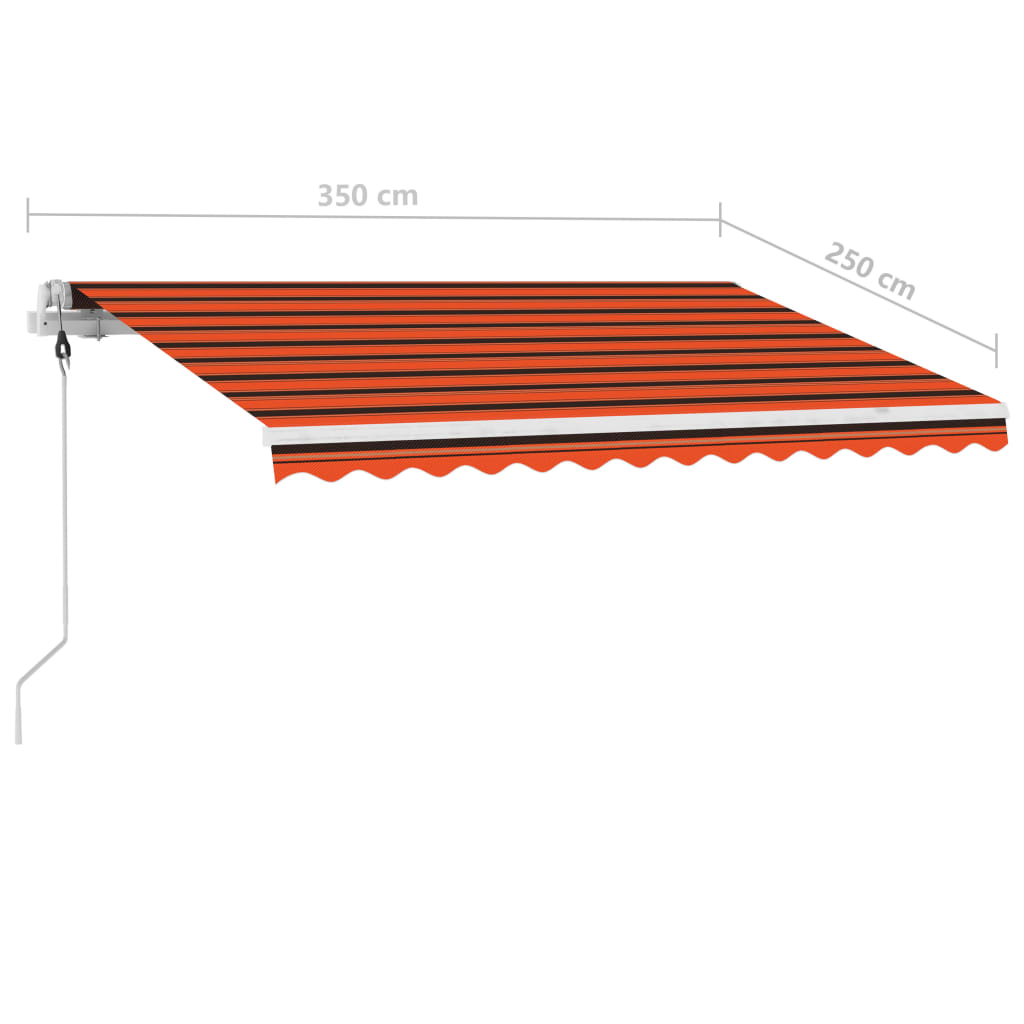 Toldo autom. LED e sensor de vento 350x250 cm laranja/castanho