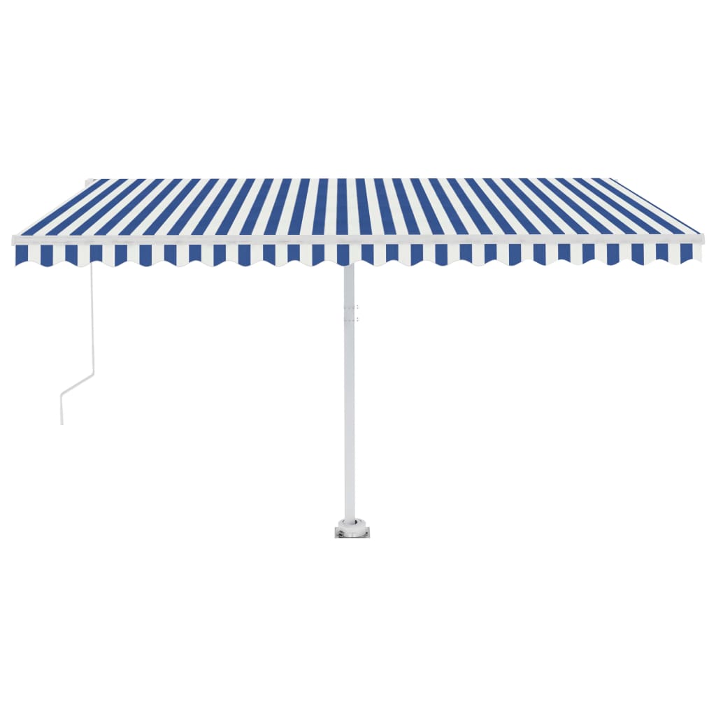 Toldo retrátil manual independente 400x300 cm azul e branco