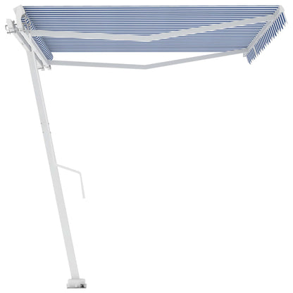 Toldo retrátil manual independente 400x300 cm azul e branco