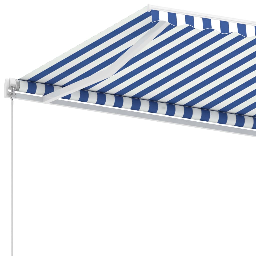 Toldo retrátil manual independente 400x300 cm azul e branco