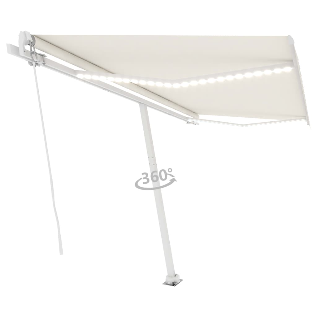 Toldo retrátil manual com LED 400x300 cm cor creme