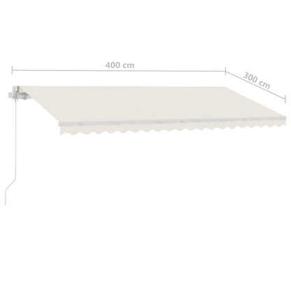 Toldo retrátil manual com LED 400x300 cm cor creme